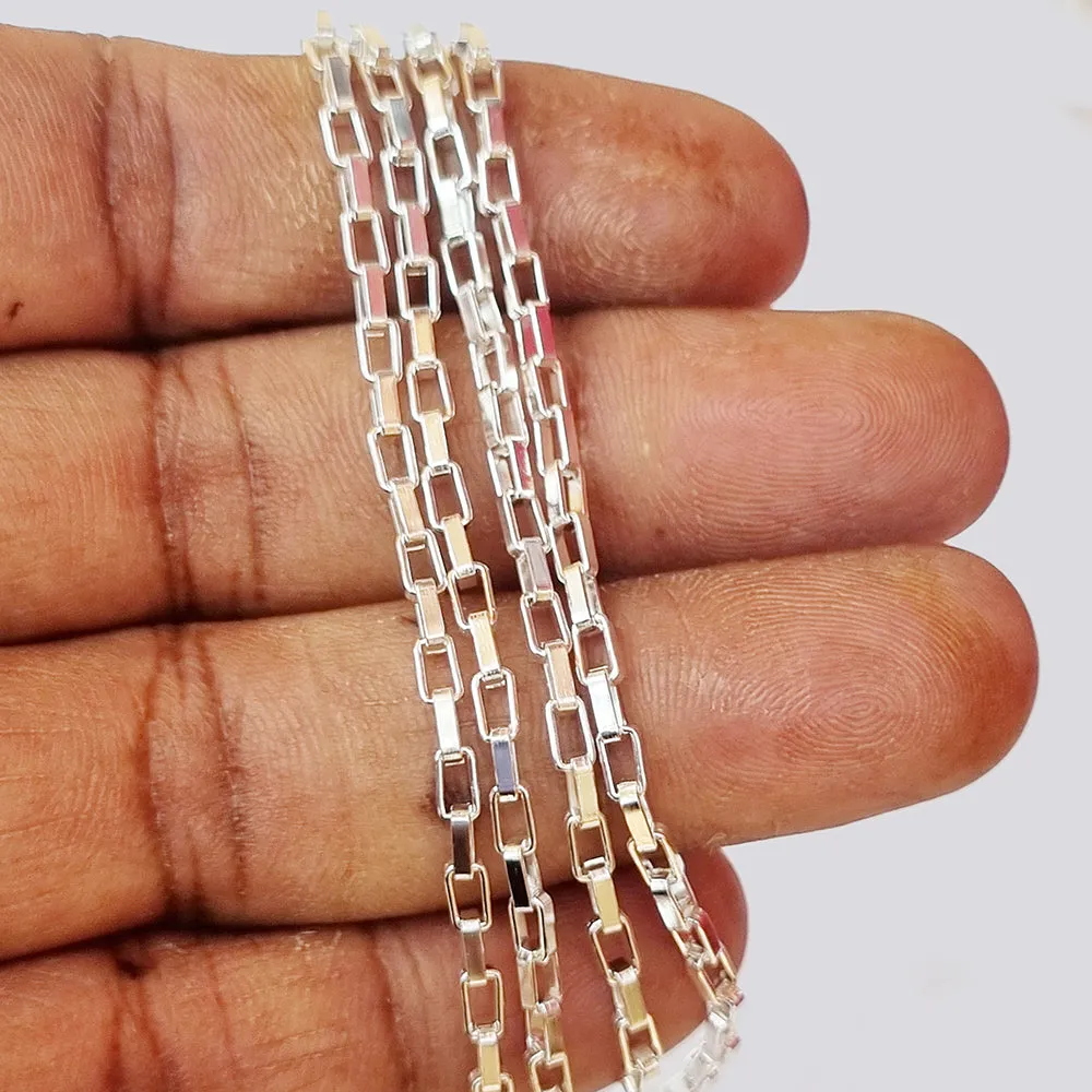 1 Meter Pkg. Silver plated Box chain for jewelry making in size about 2.5mm