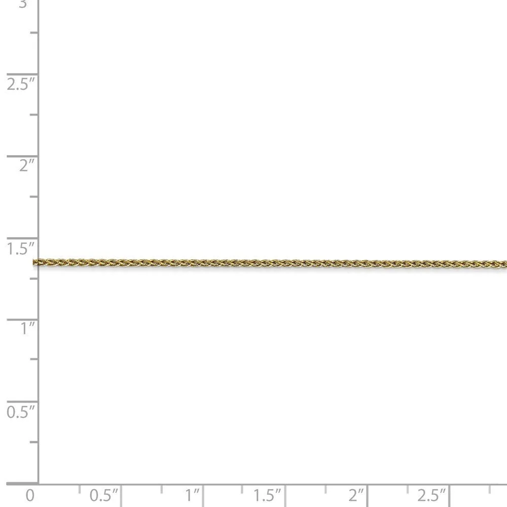 1.2mm 10k Yellow Gold Parisian Wheat Chain Anklet, 10 Inch