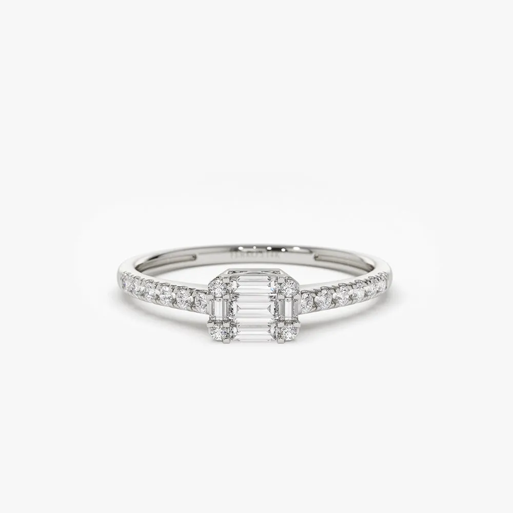 14k Illusion Setting East to West Baguette Diamond Ring