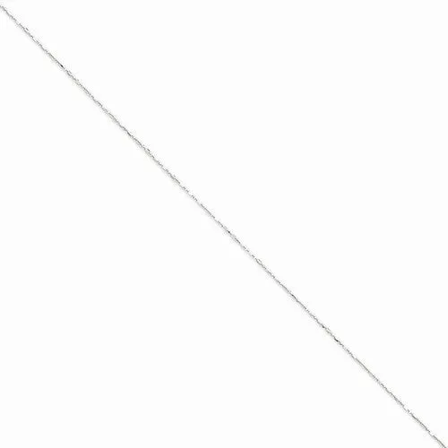 14K White Gold Diamond-Cut Ball   Bar Pendant Chain Anklet