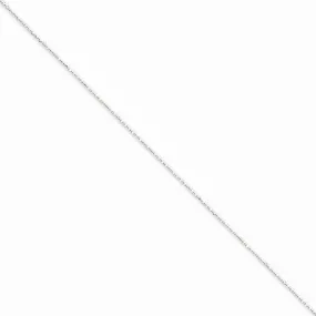 14K White Gold Diamond-Cut Beaded Pendant Chain Anklet