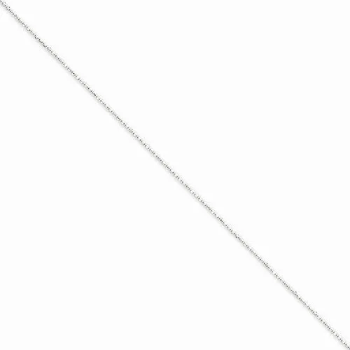 14K White Gold Diamond-Cut Beaded Pendant Chain Anklet