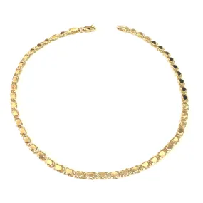 14K Yellow Gold Diamond Cut Hearts Chain Anklet, 10"