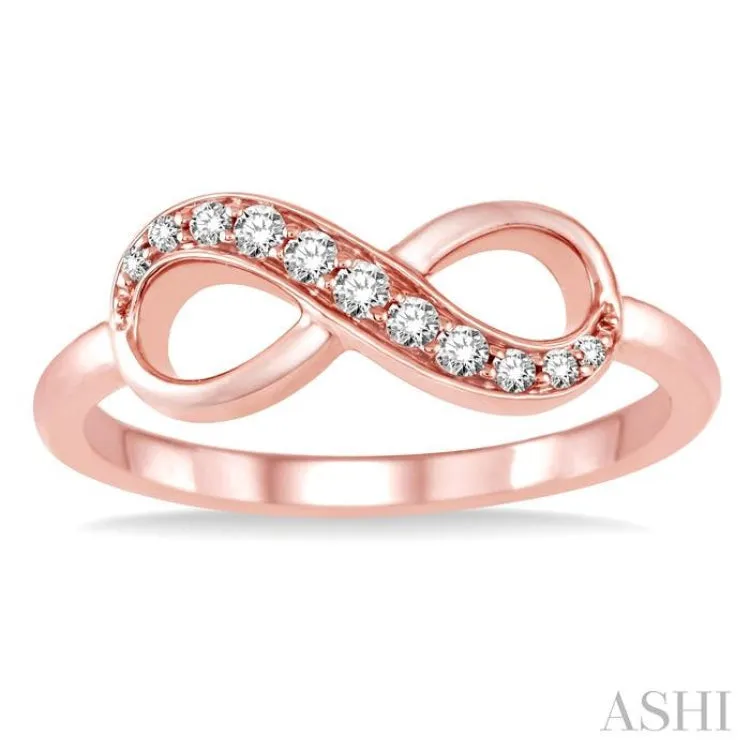 1/6 Ctw Round Cut Diamond Infinity Ring in 10K Rose Gold