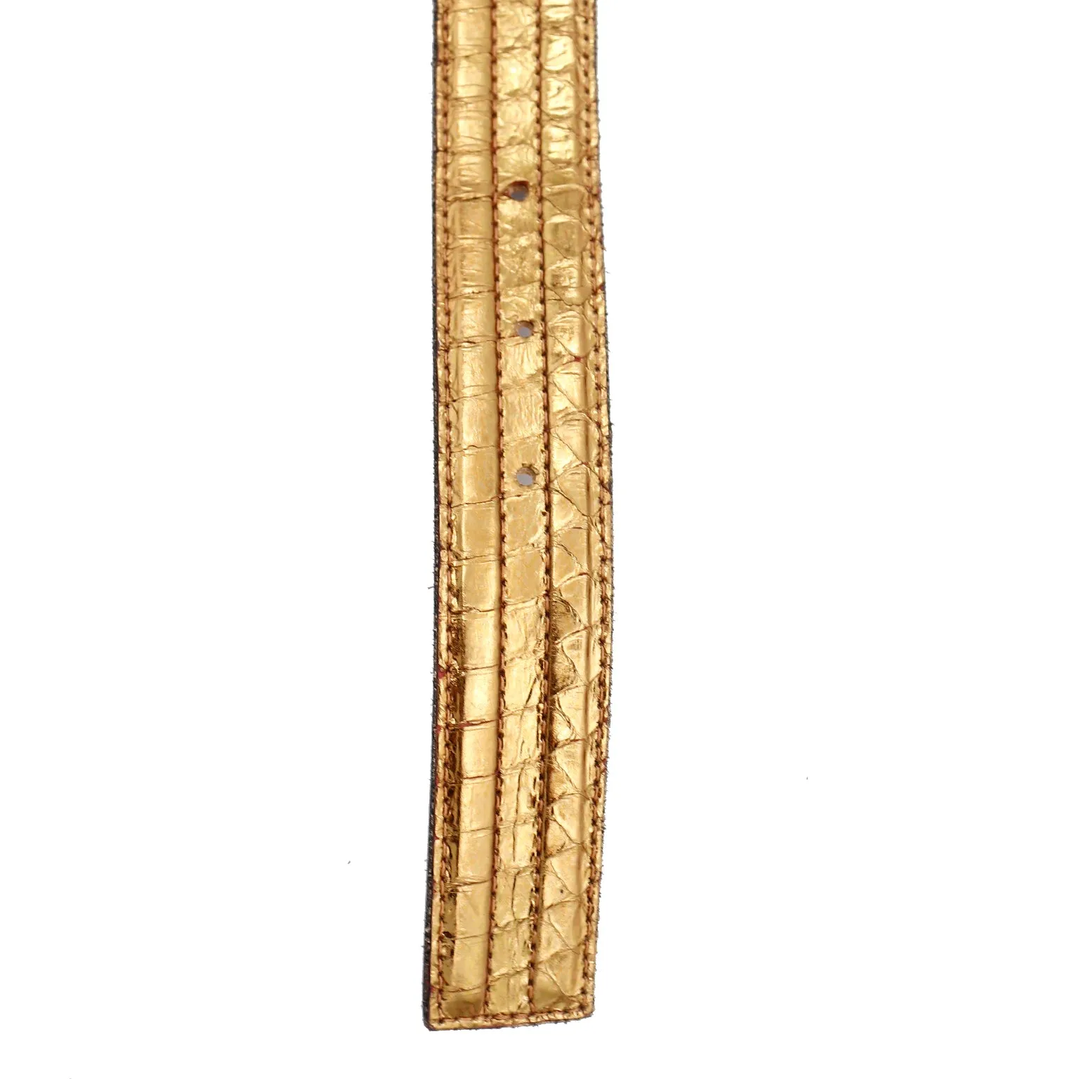 1980s Yves Saint Laurent Gold Metallic Snakeskin Embossed Belt