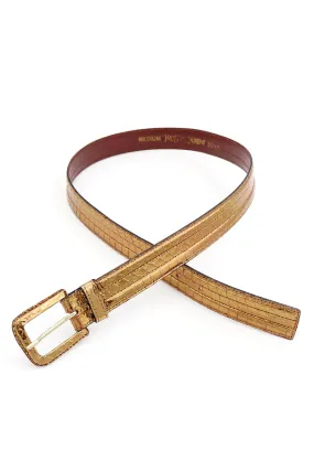 1980s Yves Saint Laurent Gold Metallic Snakeskin Embossed Belt