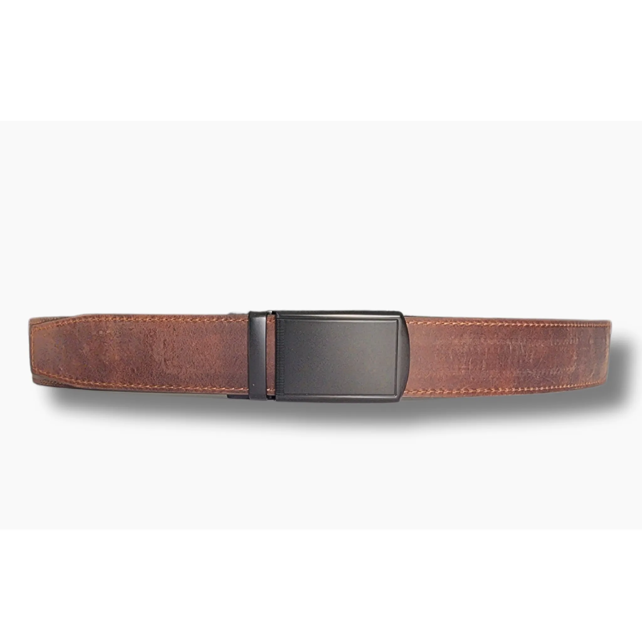 35mm | Suede Like | Brown Auto Buckle | Black Full Face Buckle