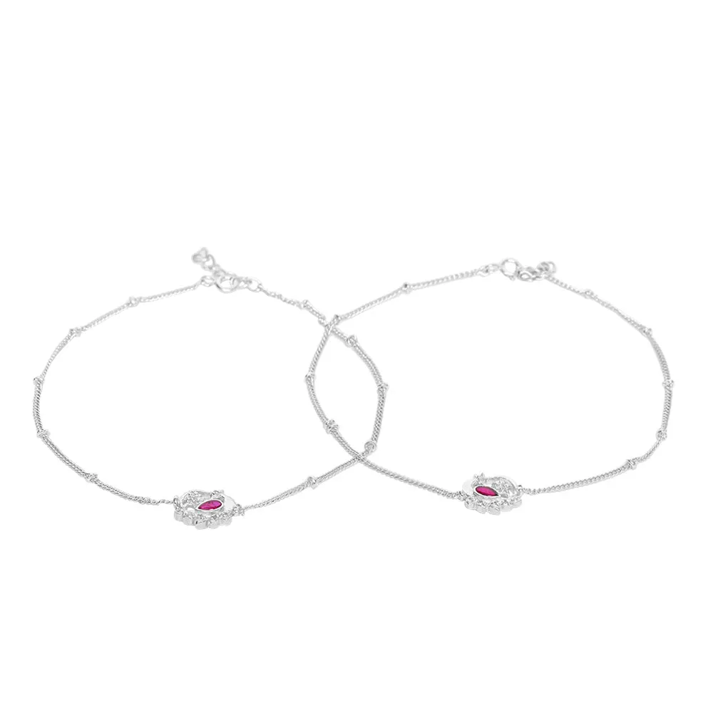 92.5 Sterling Silver Swan Anklet