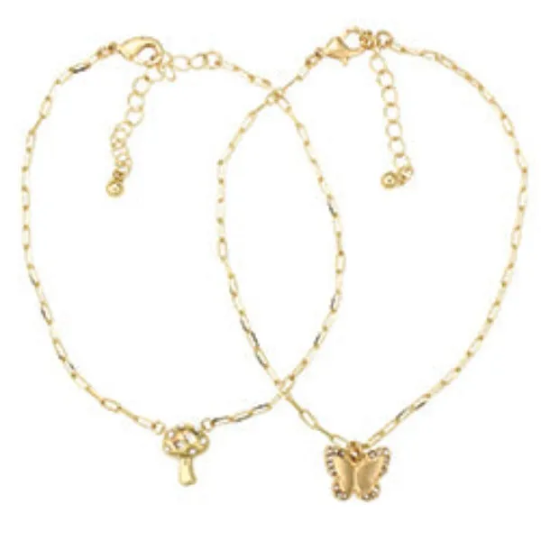 Anklet - Barefoot Walk Mushroom Butterfly Anklet Set