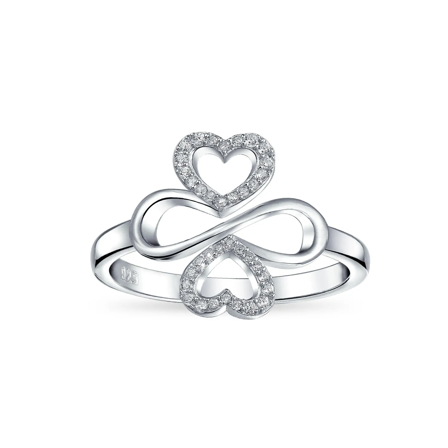 Ayllu Heart Infinity Clover Love Luck Unity CZ Ring Sterling Silver