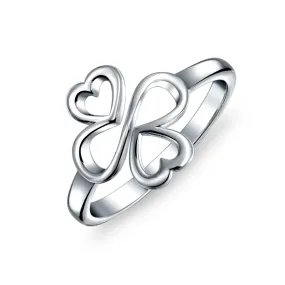 Ayllu Heart Infinity Clover Love Luck Unity CZ Ring Sterling Silver