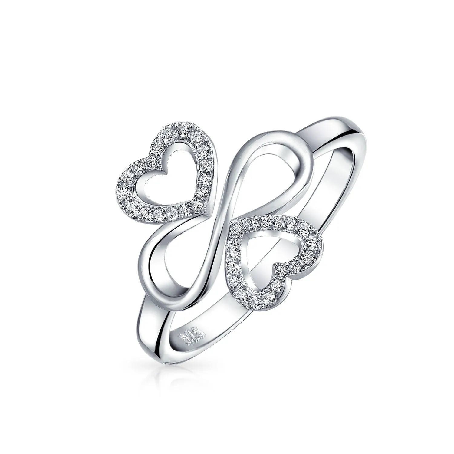 Ayllu Heart Infinity Clover Love Luck Unity CZ Ring Sterling Silver