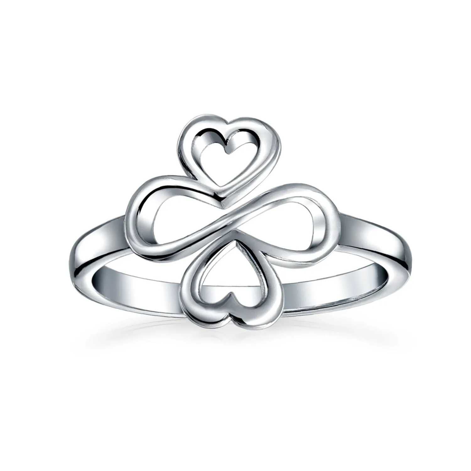 Ayllu Heart Infinity Clover Love Luck Unity CZ Ring Sterling Silver