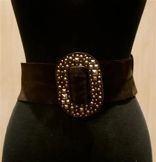 B-Low The Belt Milano Brown Suede Belt with Studded Buckle