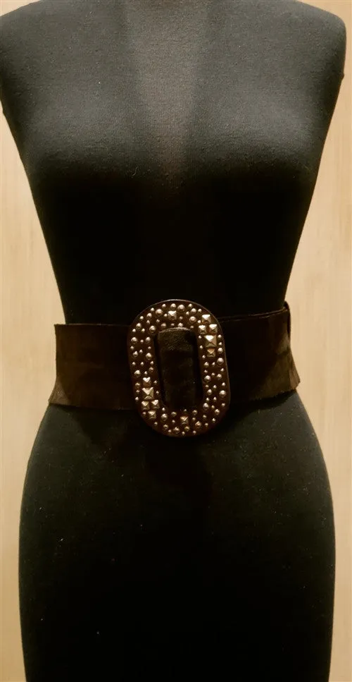 B-Low The Belt Milano Brown Suede Belt with Studded Buckle