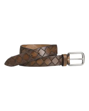 Basket Weave Belt In Tan Cognac