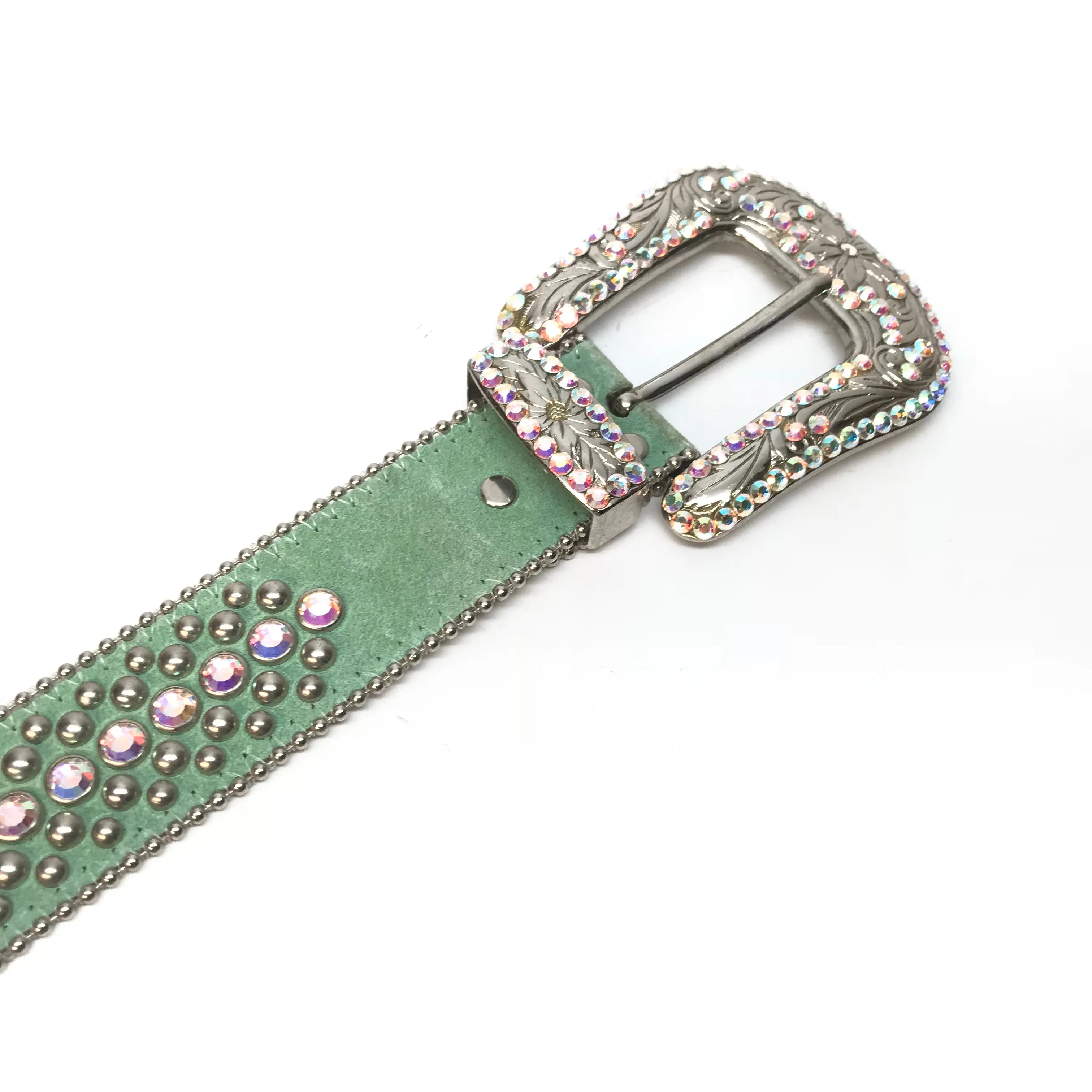 b.b. Simon 'Mint' Suede Crystal Belt