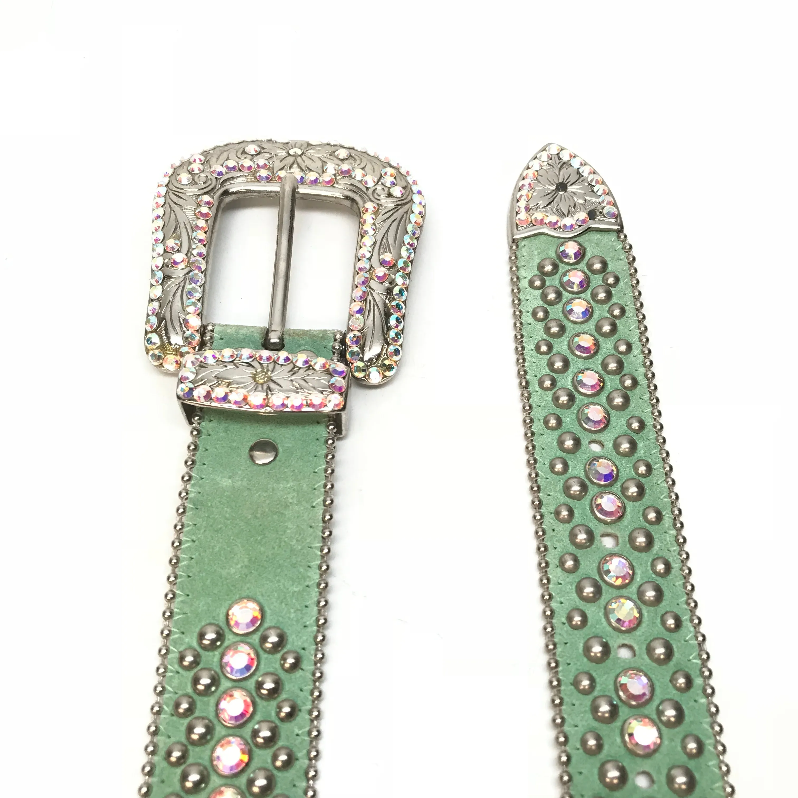 b.b. Simon 'Mint' Suede Crystal Belt