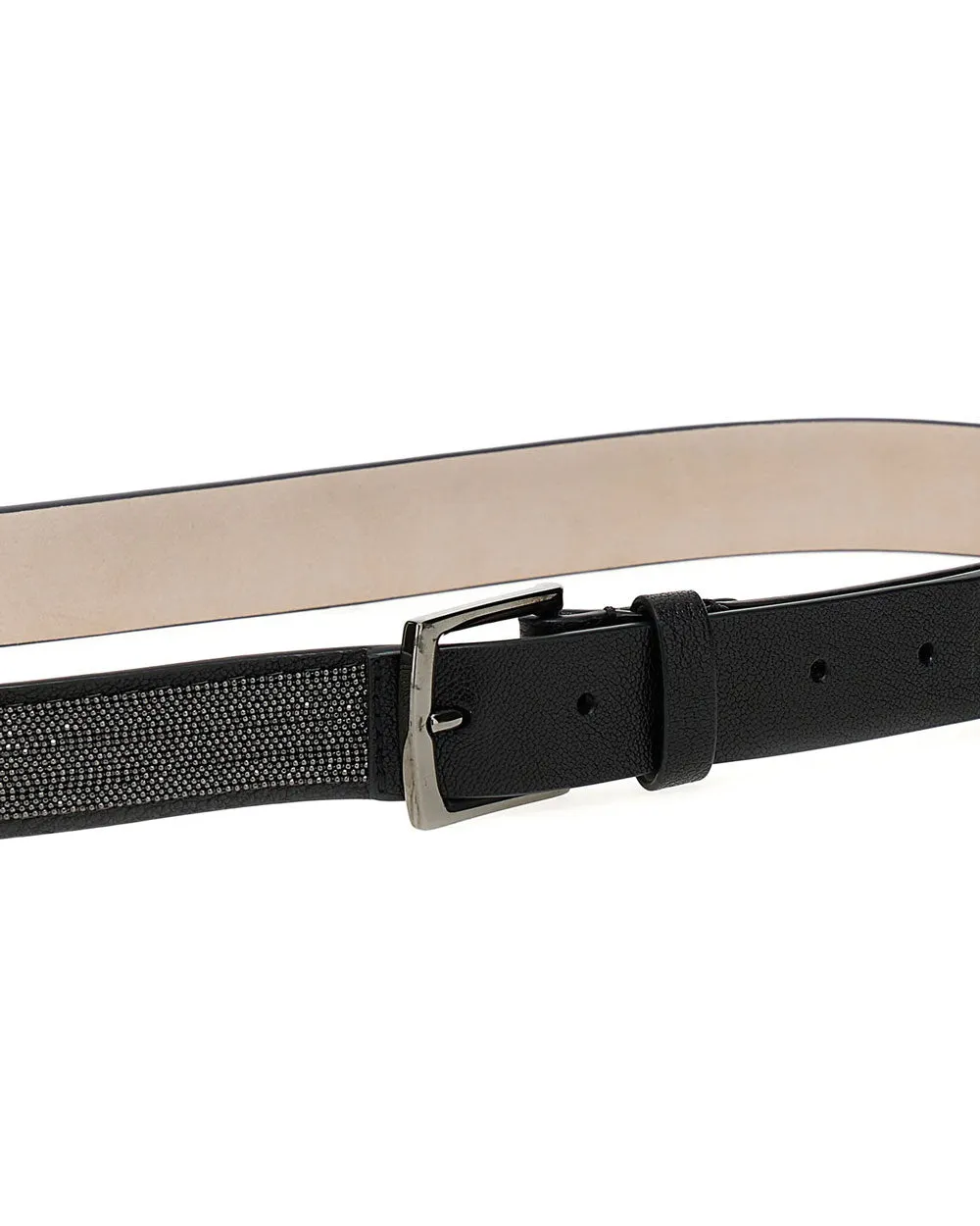 Bead Embellished Belt in Black