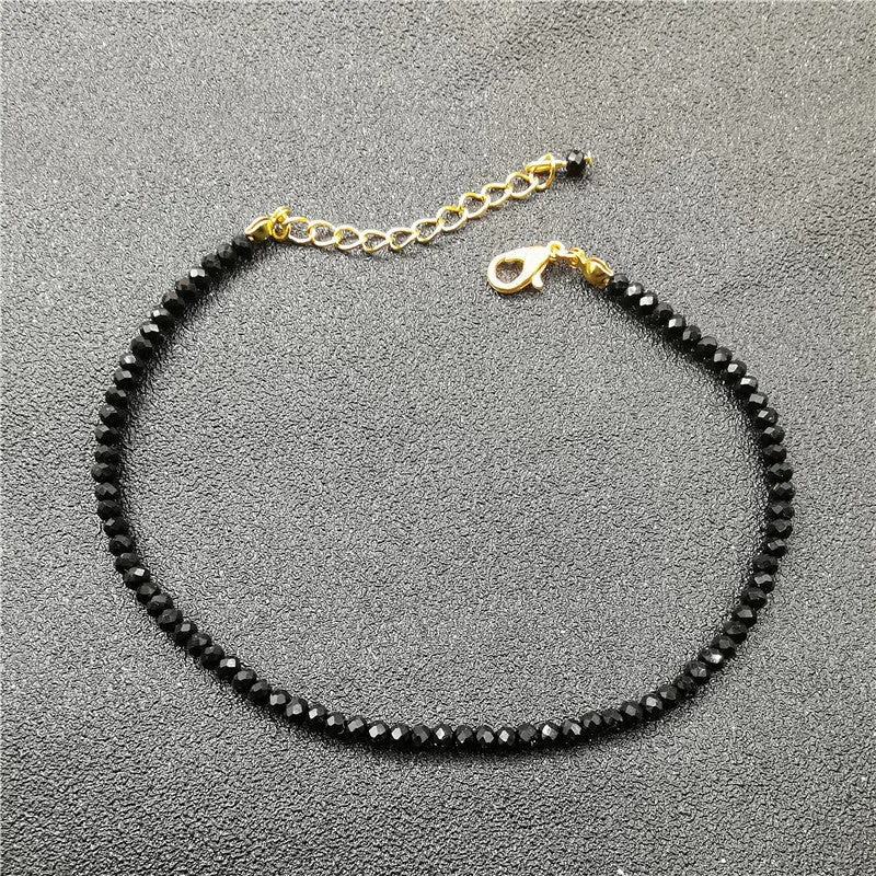 Black crystal glass anklet