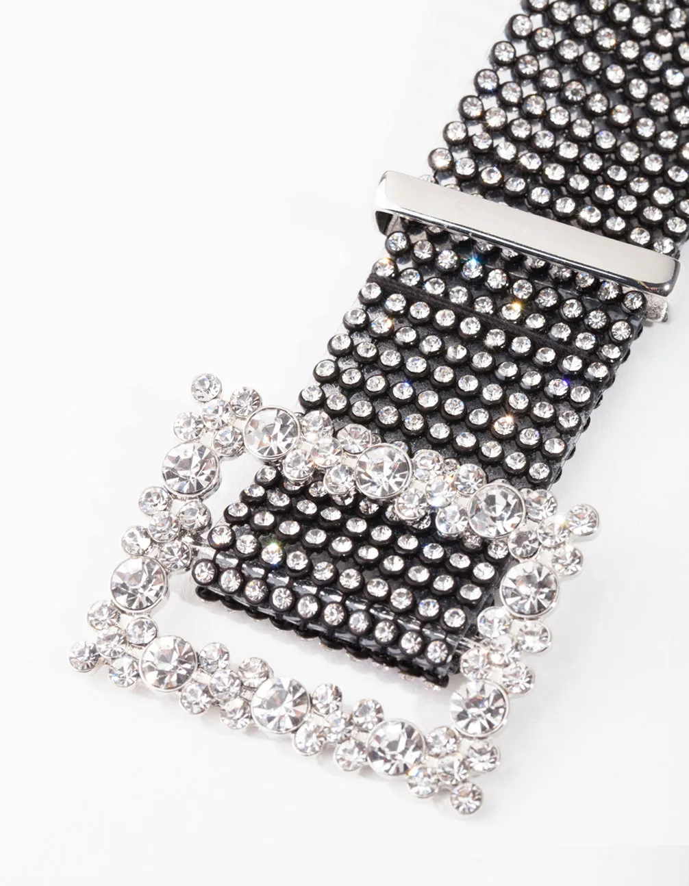 Black Mesh Diamante Belt