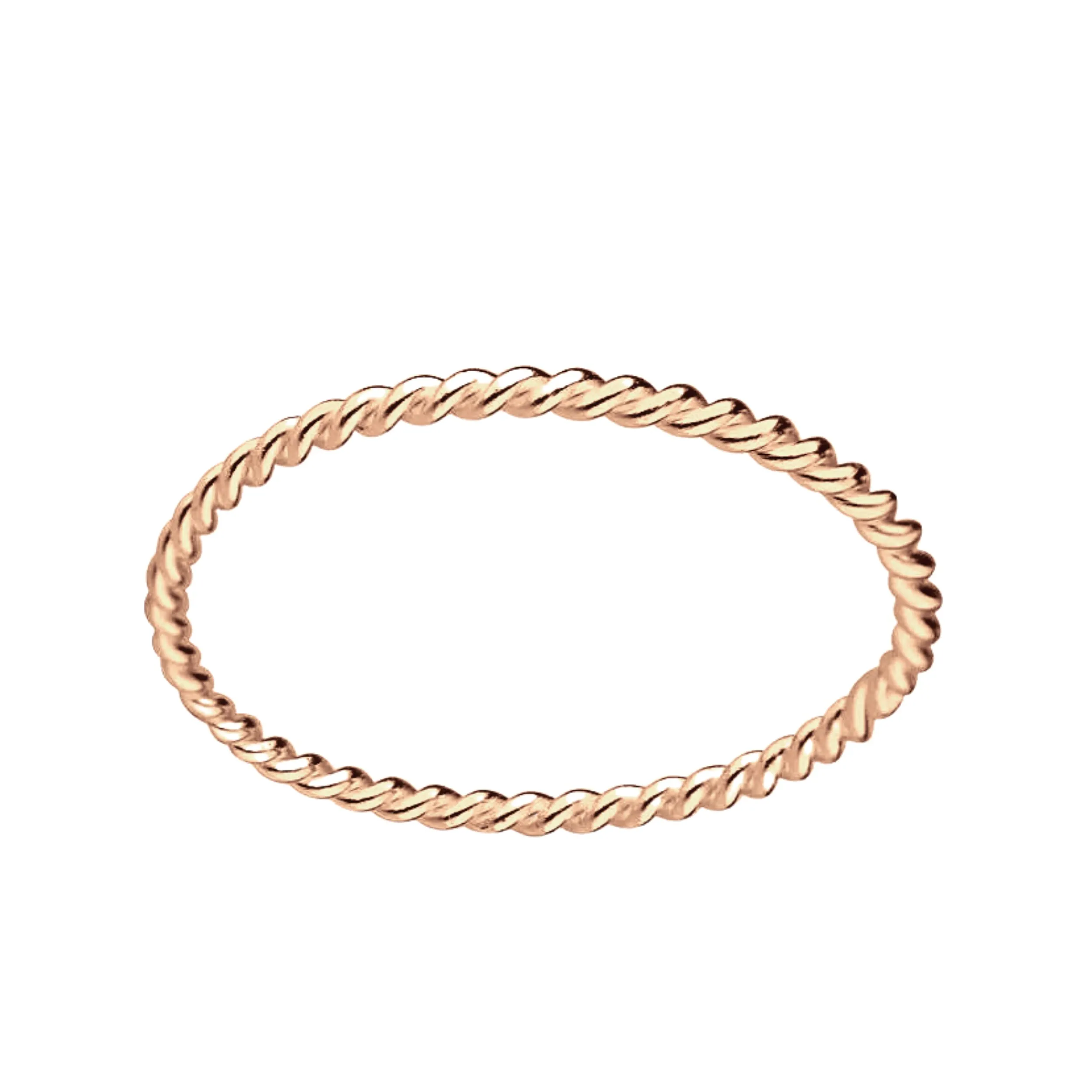 Braided Rope Stacking Ring | Elegant Twist 1mm Skinny Stackable Stack Ring Band in Silver, Gold, or Rose Gold | Comfort Fit USA Sizes 3-12 (14K Rose Gold Fill, 7)