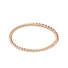 Braided Rope Stacking Ring | Elegant Twist 1mm Skinny Stackable Stack Ring Band in Silver, Gold, or Rose Gold | Comfort Fit USA Sizes 3-12 (14K Rose Gold Fill, 7)