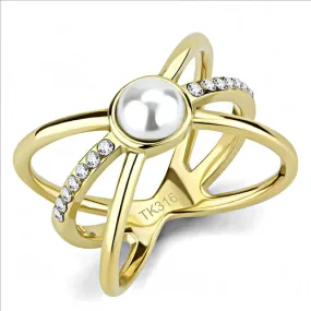 CJE3522 Wholesale Stainless Steel IP Gold (Ion Plating) Women Synthetic White ring