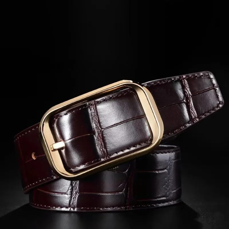 CrocLuxe Exquisite Croc-Embossed Leather Belt