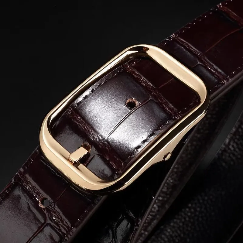 CrocLuxe Exquisite Croc-Embossed Leather Belt