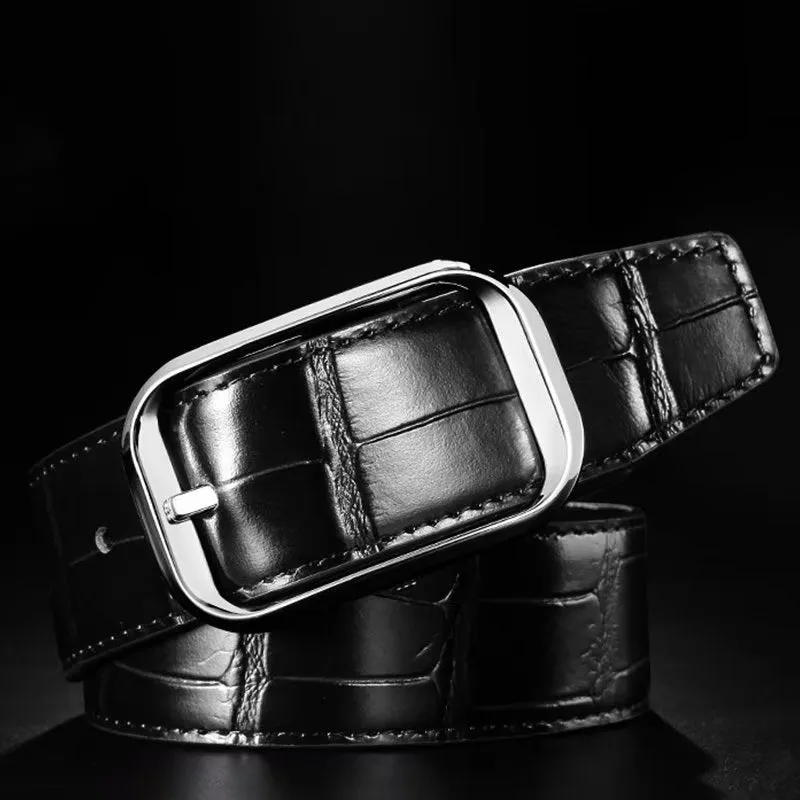 CrocLuxe Exquisite Croc-Embossed Leather Belt