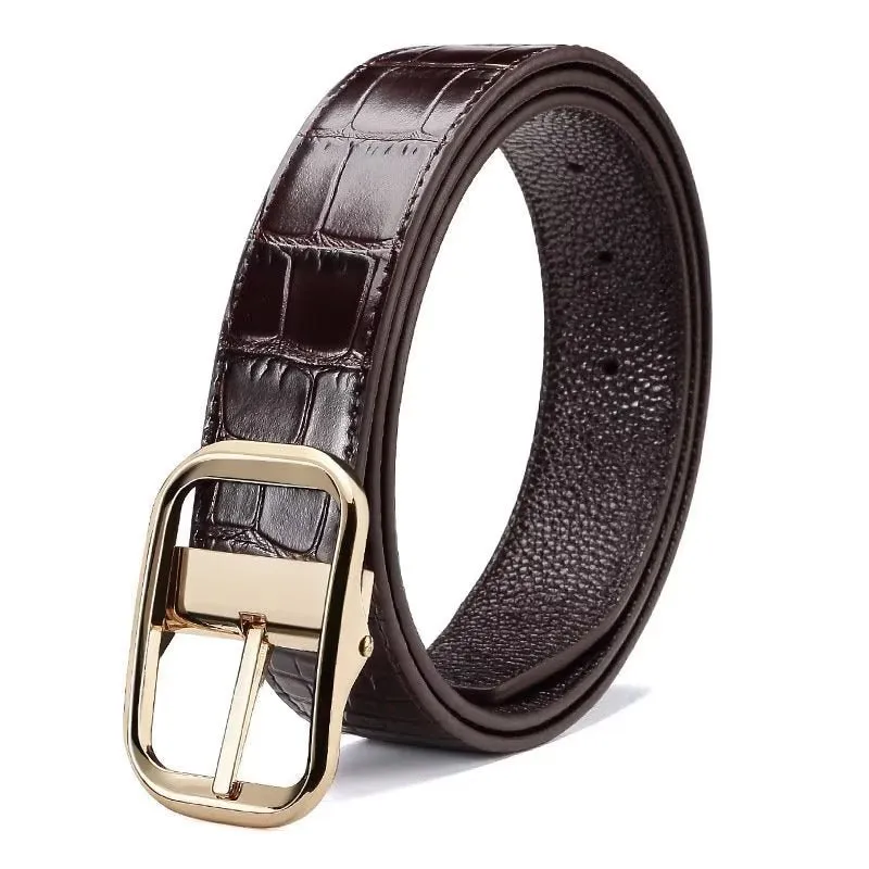 CrocLuxe Exquisite Croc-Embossed Leather Belt