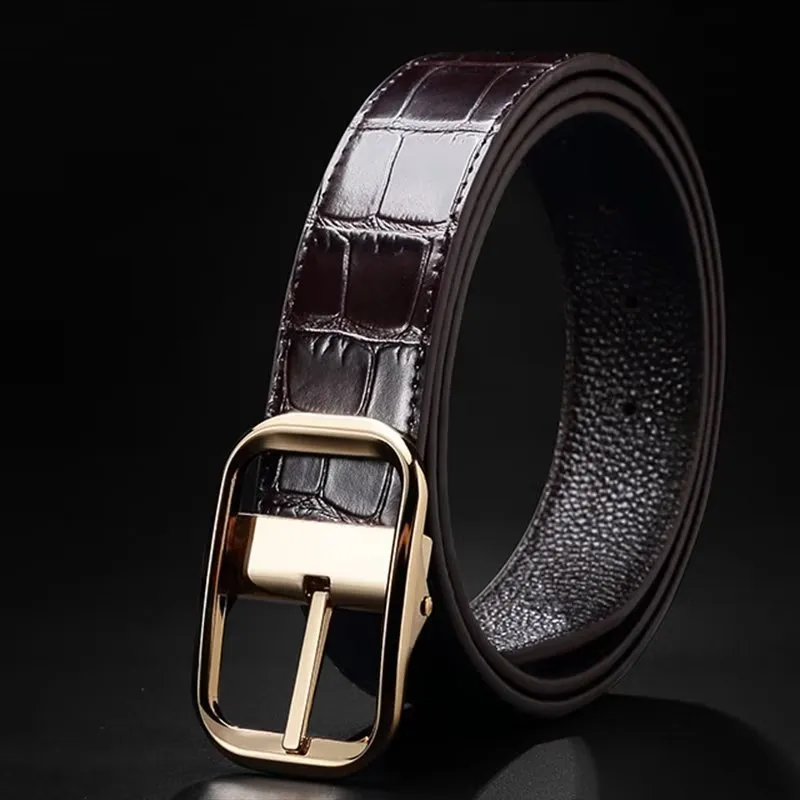 CrocLuxe Exquisite Croc-Embossed Leather Belt