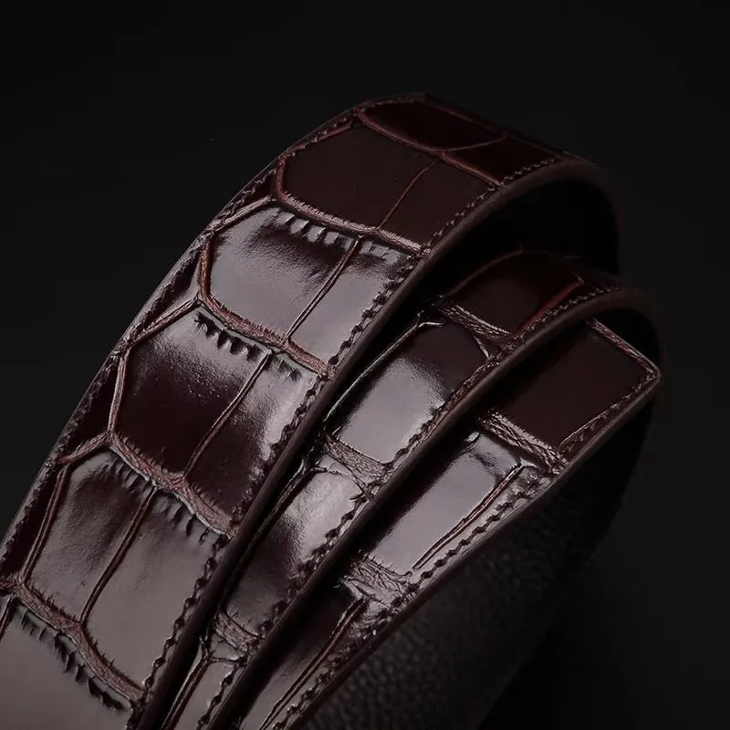 CrocLuxe Exquisite Croc-Embossed Leather Belt