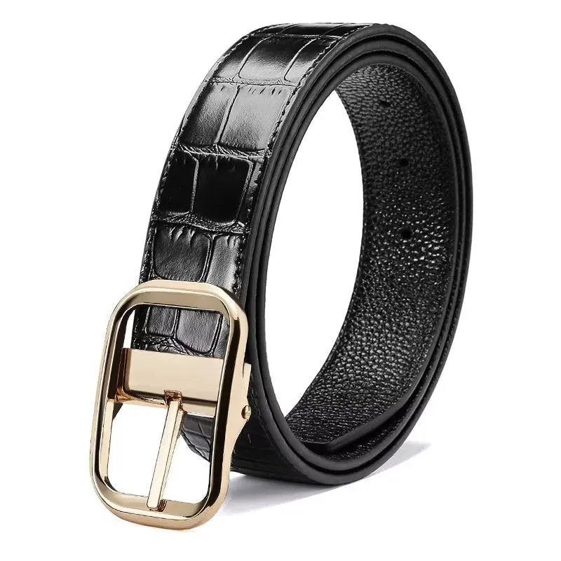 CrocLuxe Exquisite Croc-Embossed Leather Belt