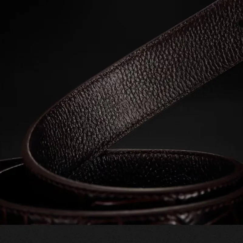 CrocLuxe Exquisite Croc-Embossed Leather Belt