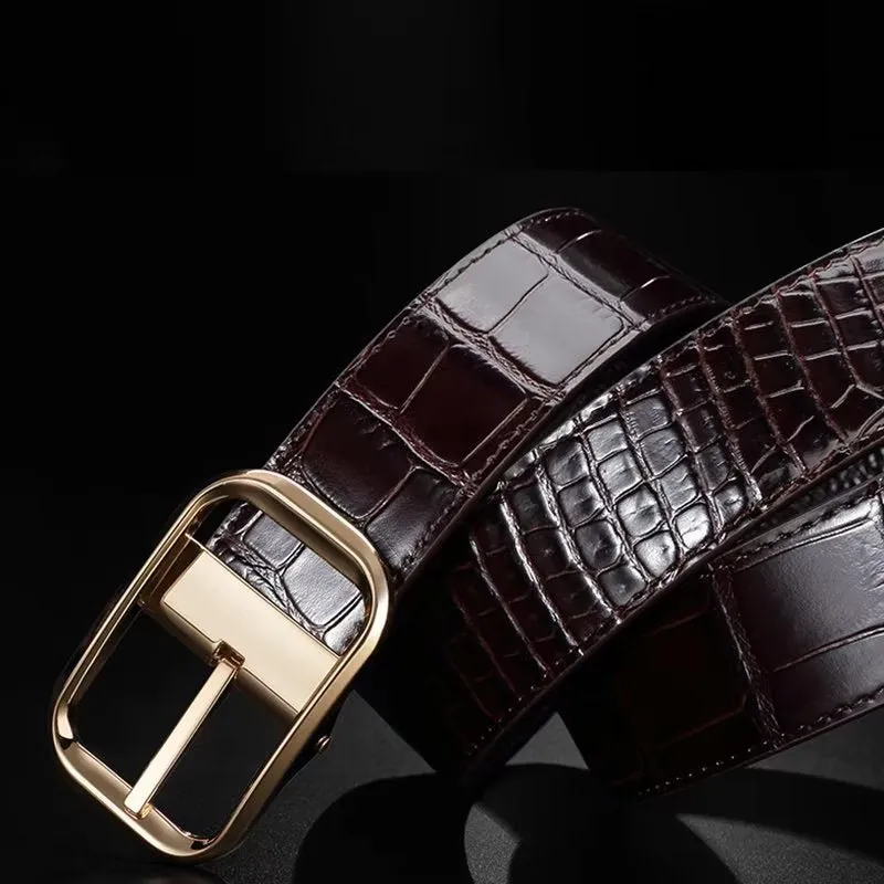 CrocLuxe Exquisite Croc-Embossed Leather Belt