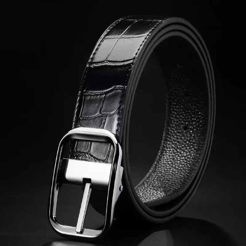 CrocLuxe Exquisite Croc-Embossed Leather Belt