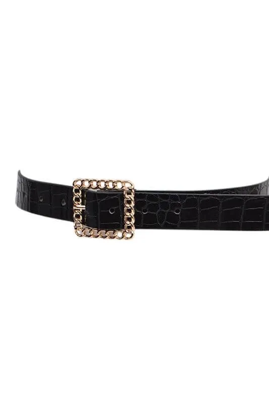 Crocodile Embossed Square Buckle-Curvy Girl