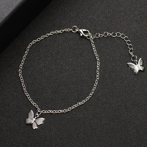 Crystal Butterfly Anklet For Women Foot Jewelry Summer Beach Barefoot