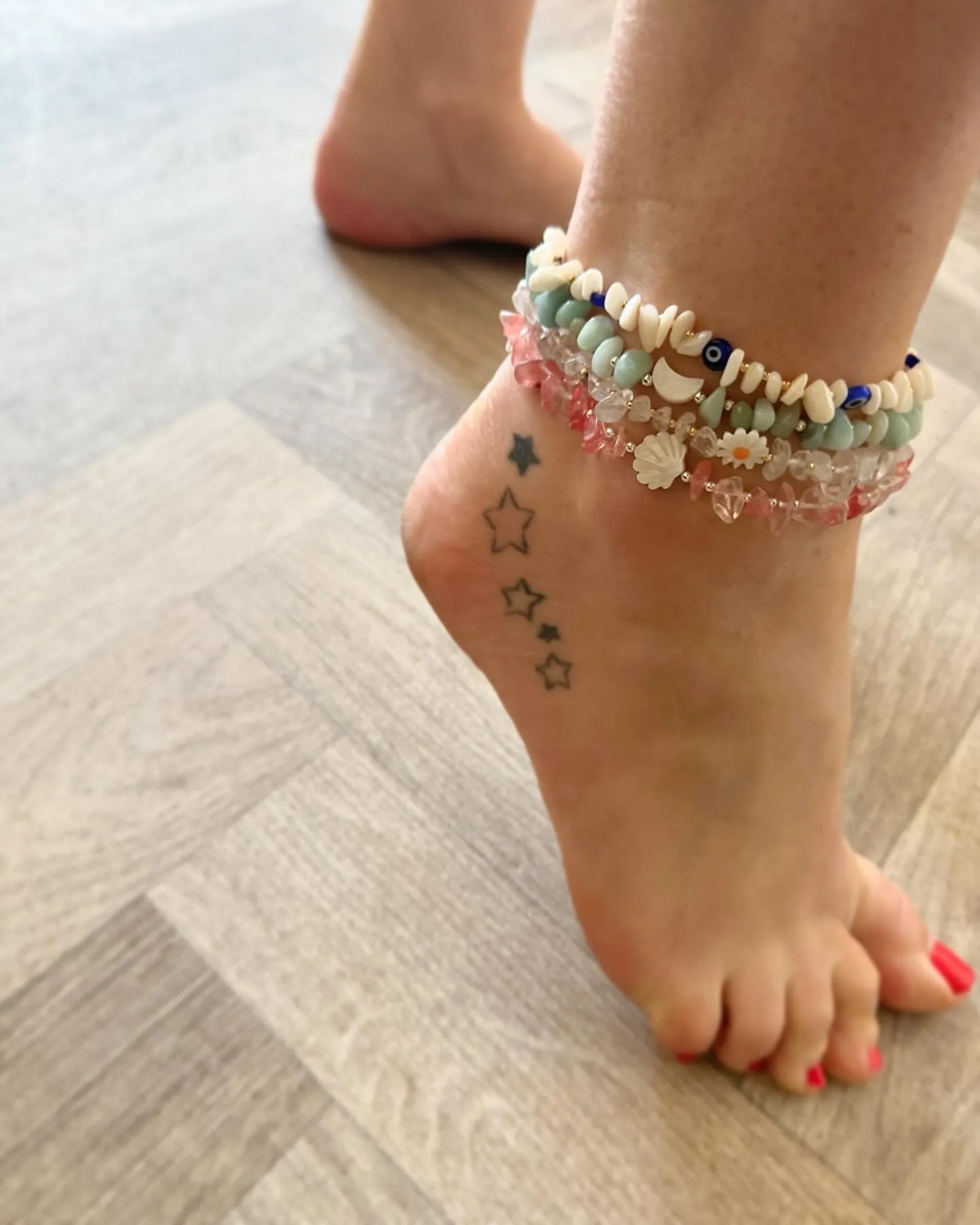 Crystal chip anklets