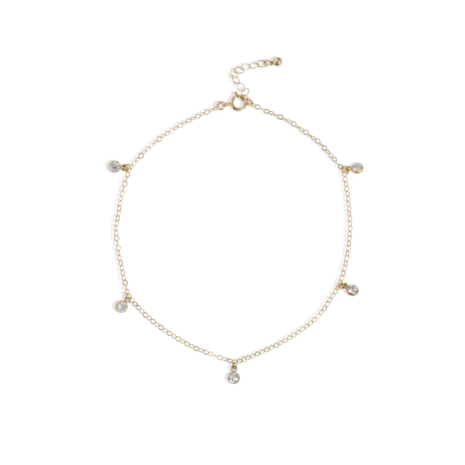 Crystal Drop Anklet - 14k Gold or Silver