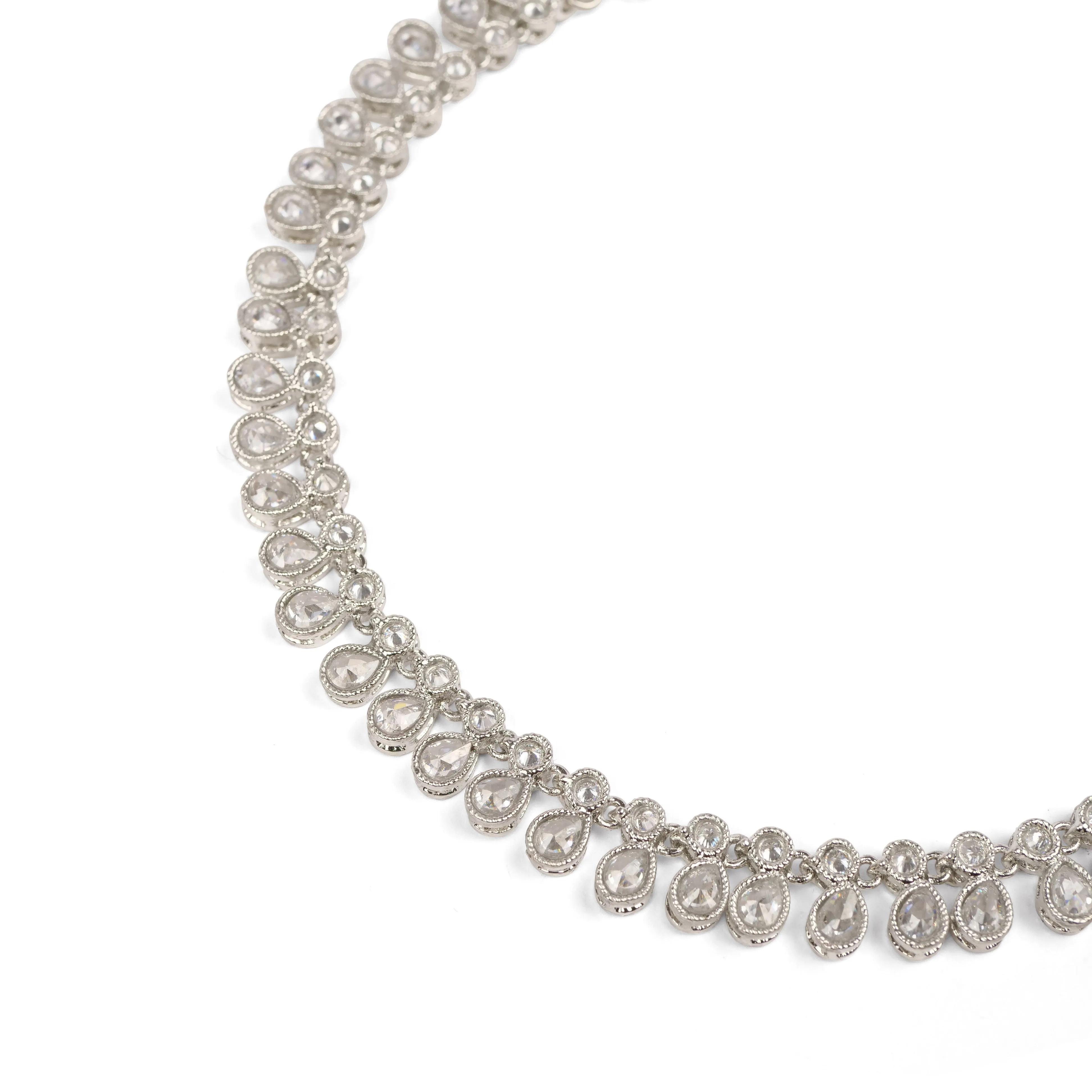 Crystal Drop Anklet in Rhodium