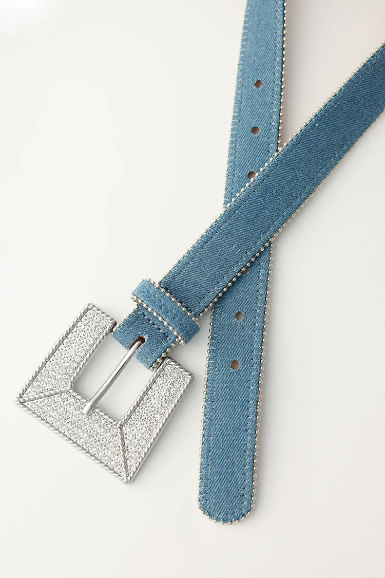 Denim Rhinestone Buckle Belt