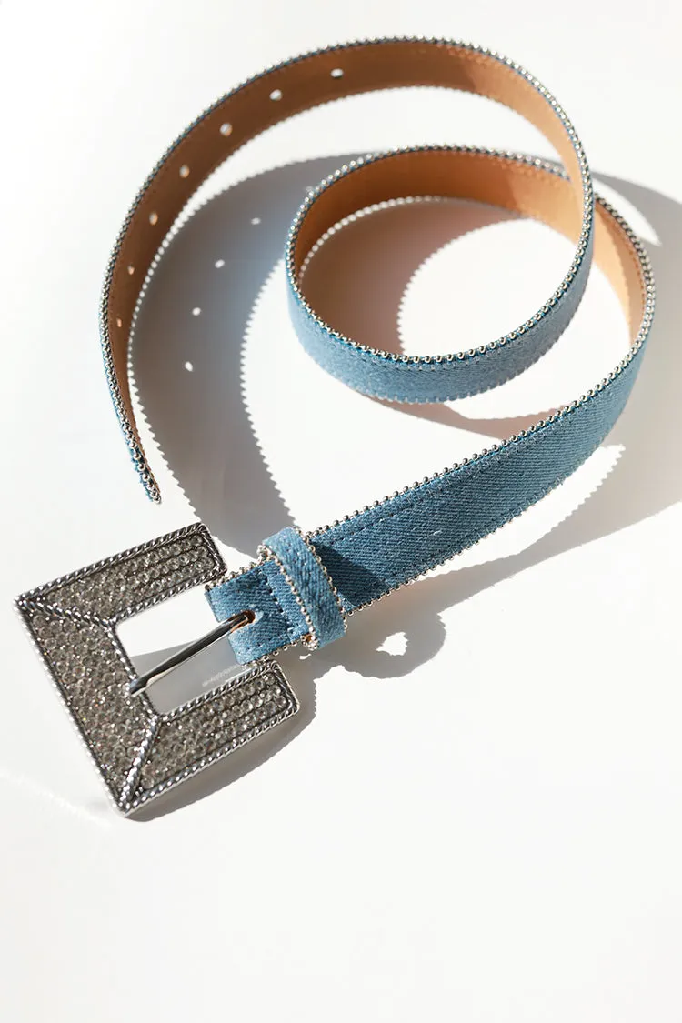 Denim Rhinestone Buckle Belt