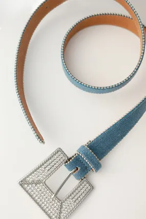 Denim Rhinestone Buckle Belt