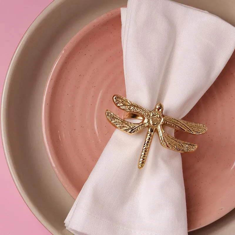 Dragonfly Gold Elegant Napkin Rings | Set of 4 , 6