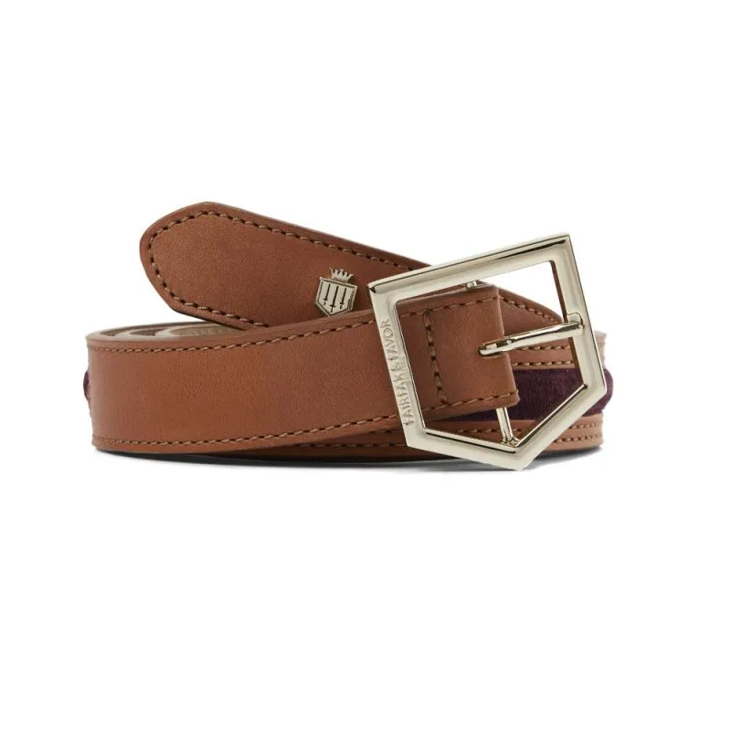 Fairfax & Favor Hampton Leather & Suede Belt - Tan/Plum