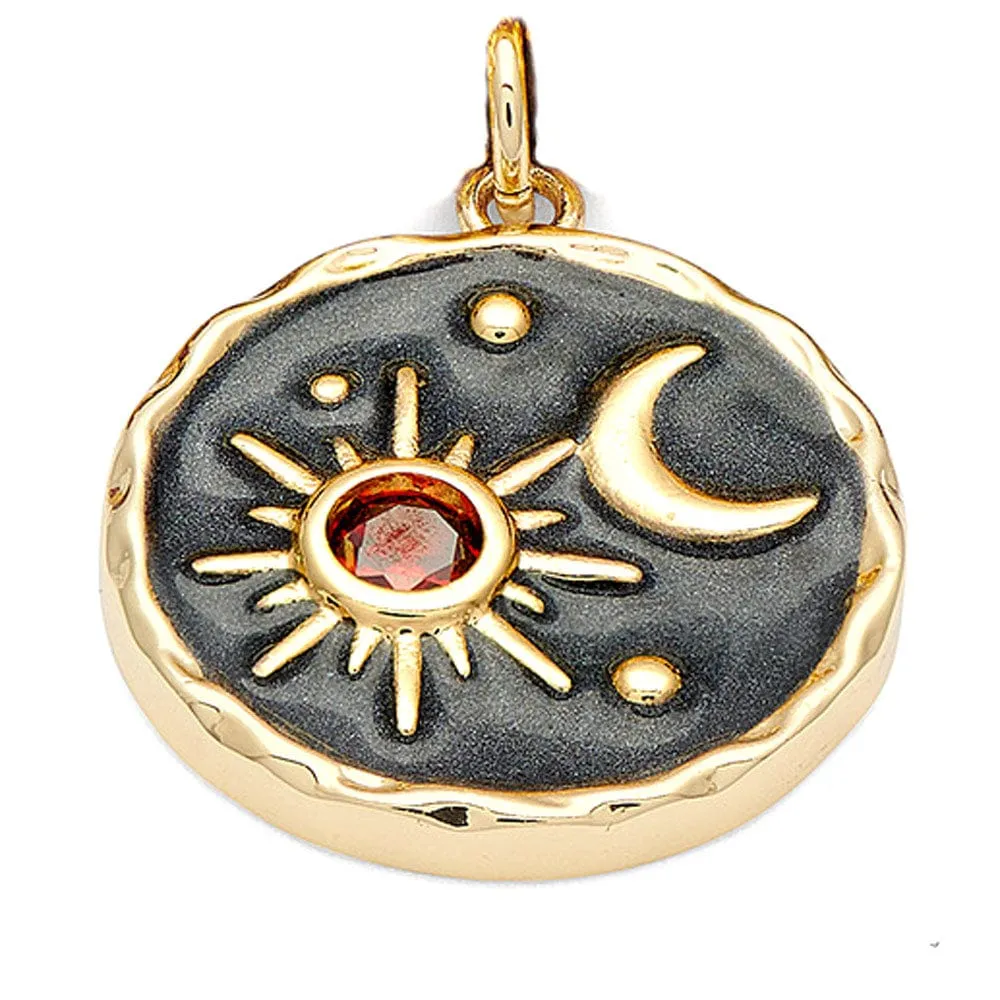 Gold Celestial Charm w Crystal Inlay