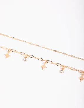 Gold Celestial Diamante Anklet Set